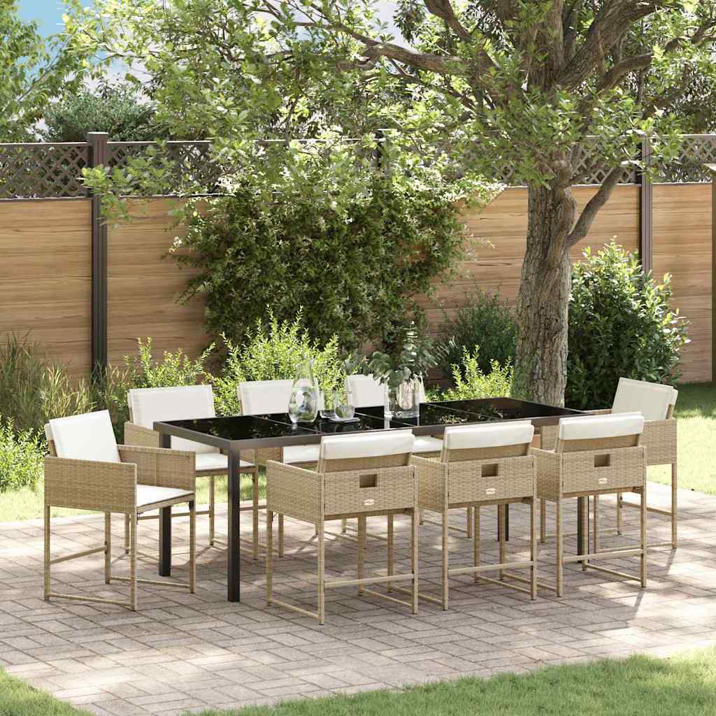 Ensemble de salle à manger pour jardin 9 pcs Beige polyrotin - XIOS