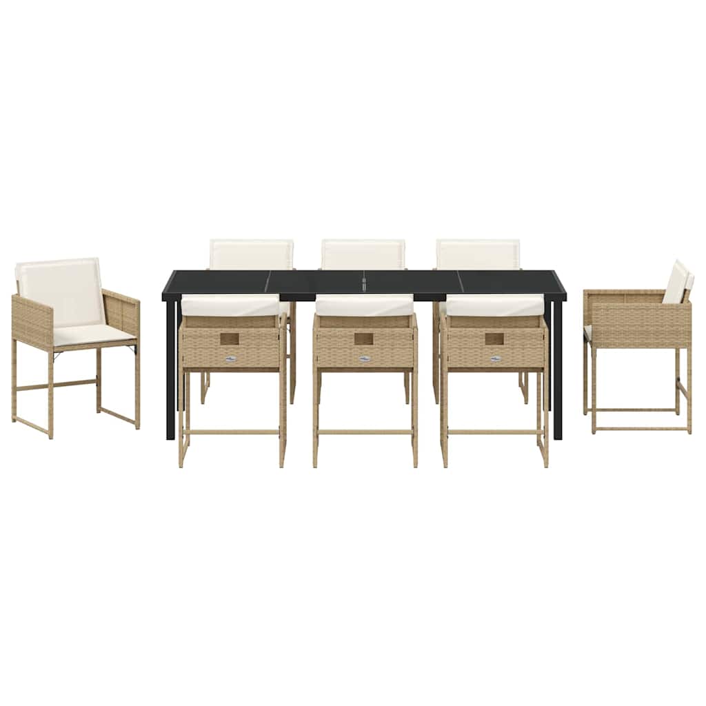 Ensemble de salle à manger pour jardin 9 pcs Beige polyrotin - XIOS
