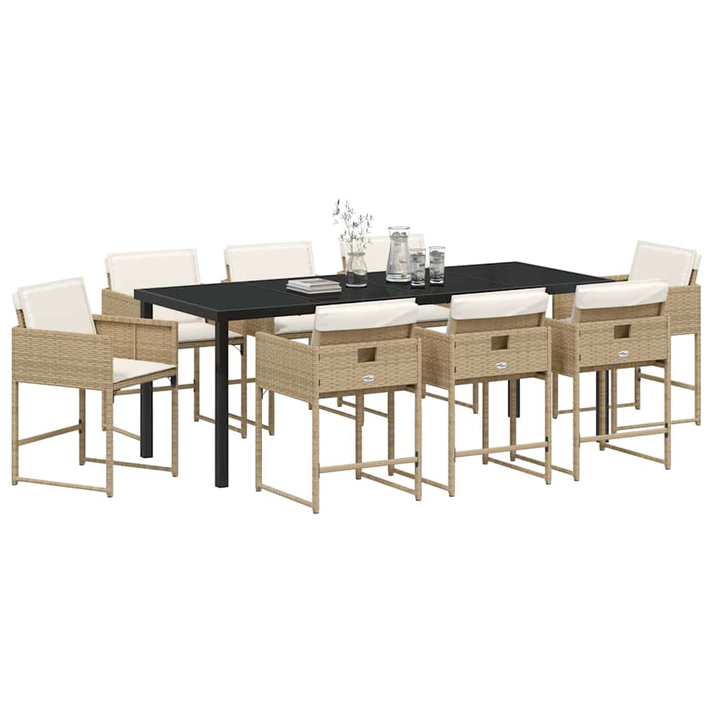 Ensemble de salle à manger pour jardin 9 pcs Beige polyrotin - XIOS