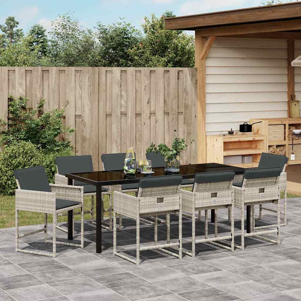 Ensemble de salle à manger pour jardin 9 pcs Gris clair - XIOS