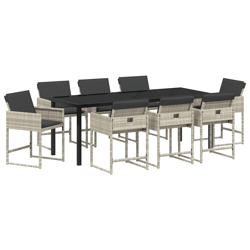 Ensemble de salle à manger pour jardin 9 pcs Gris clair - XIOS