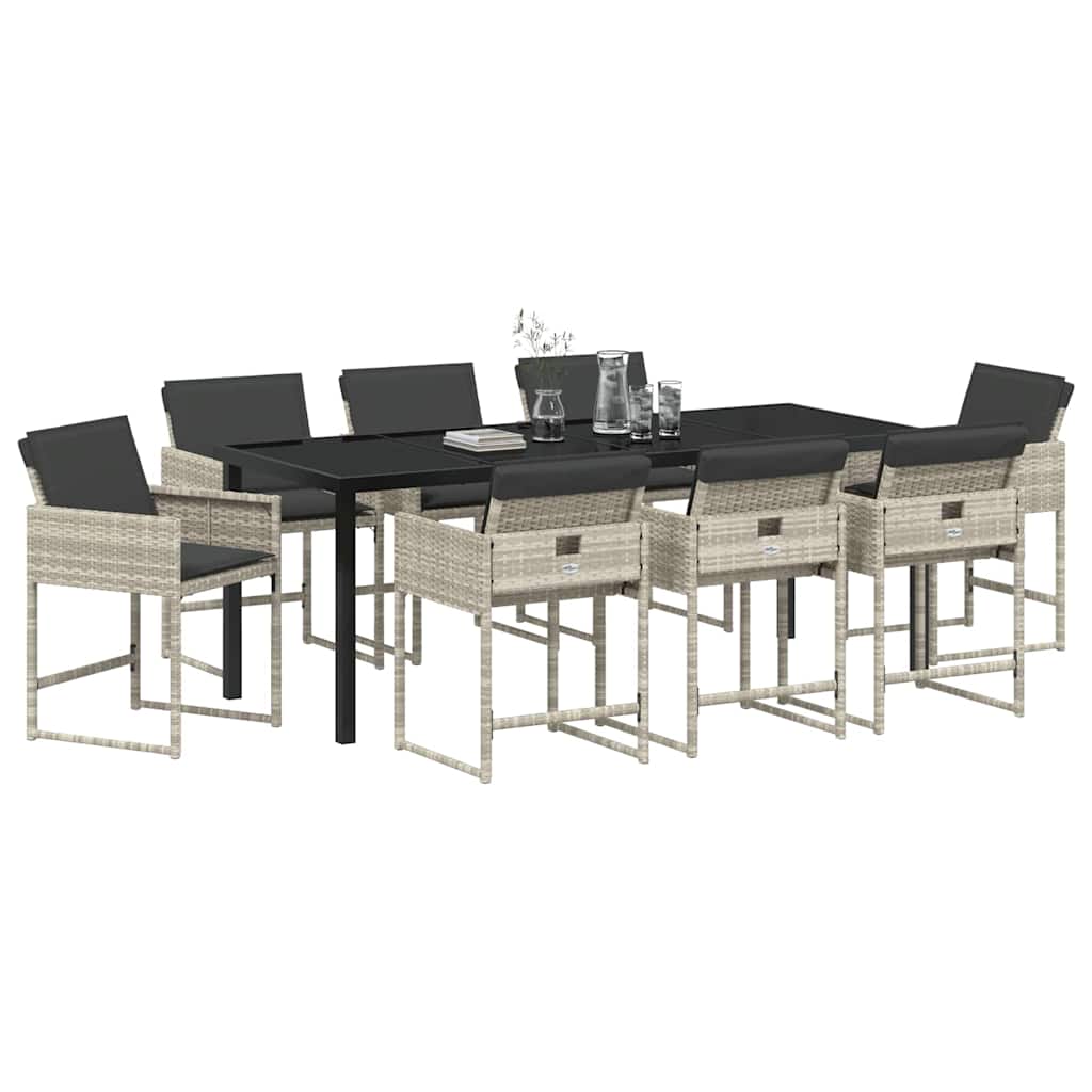 Ensemble de salle à manger pour jardin 9 pcs Gris clair - XIOS