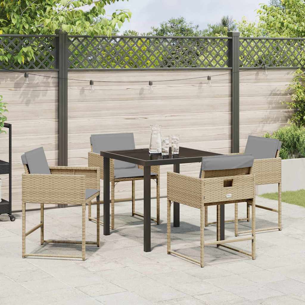 Ensemble de salle à manger pour jardin 5 pcs Beige polyrotin - XIOS