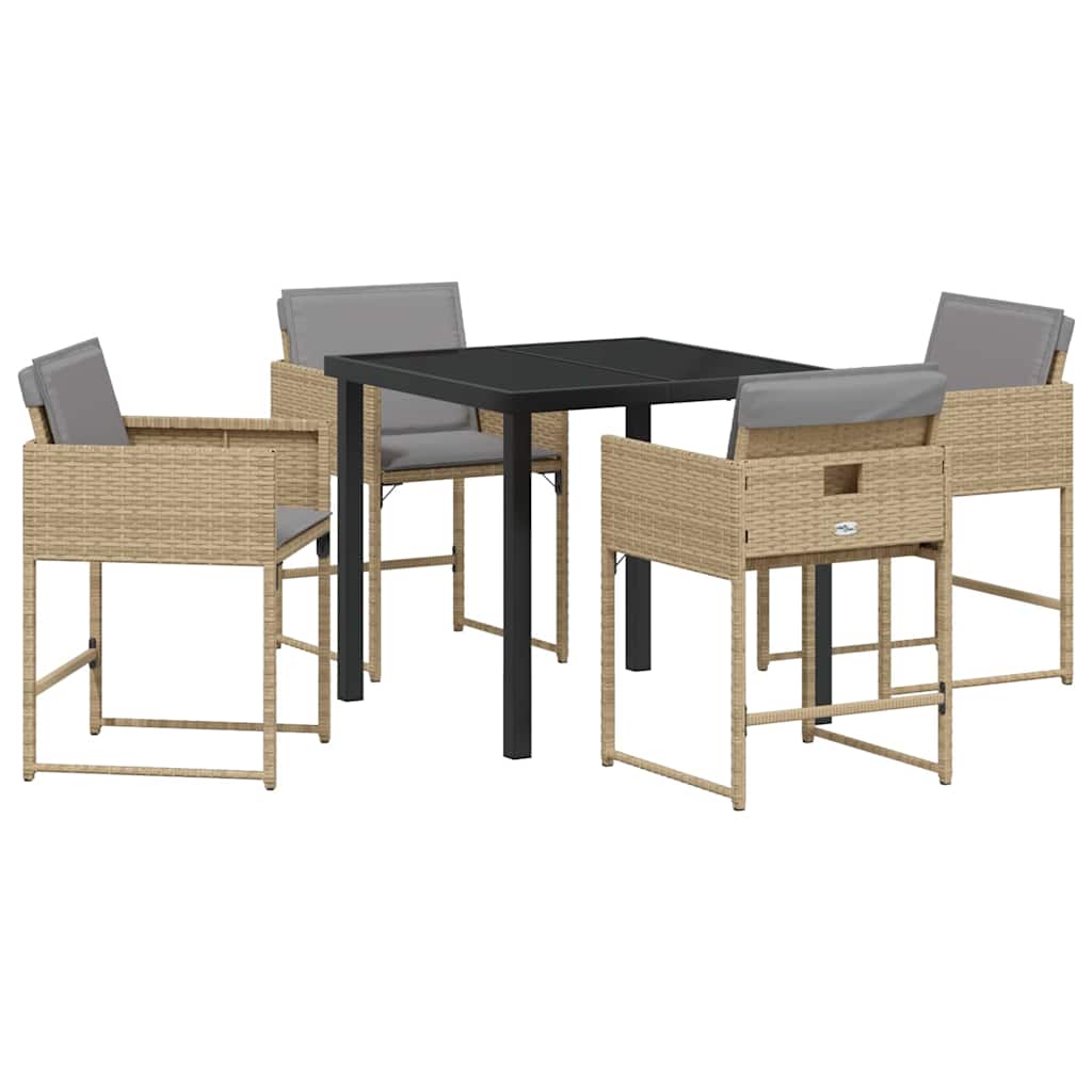 Ensemble de salle à manger pour jardin 5 pcs Beige polyrotin - XIOS