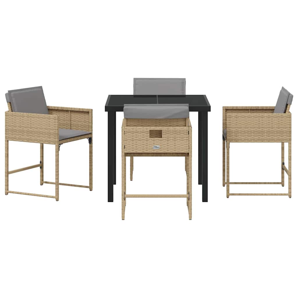Ensemble de salle à manger pour jardin 5 pcs Beige polyrotin - XIOS