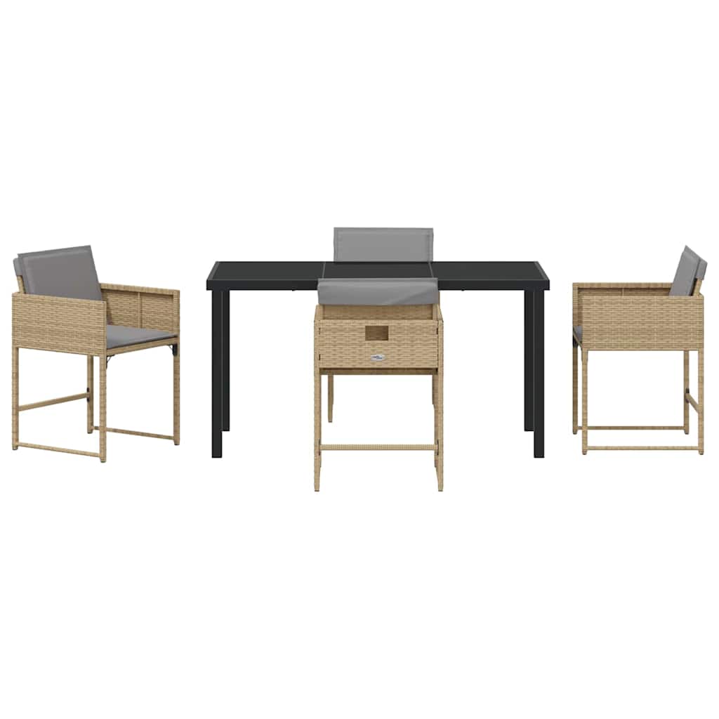 Ensemble de salle à manger pour jardin 5 pcs Beige polyrotin - XIOS