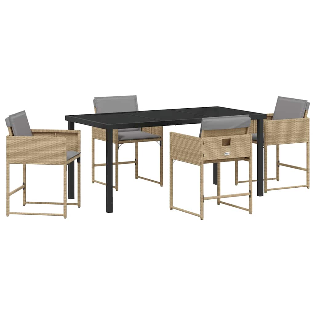 Ensemble de salle à manger pour jardin 5 pcs Beige polyrotin - XIOS