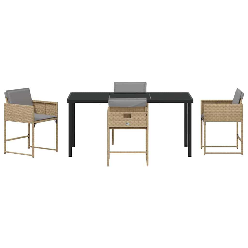 Ensemble de salle à manger pour jardin 5 pcs Beige polyrotin - XIOS