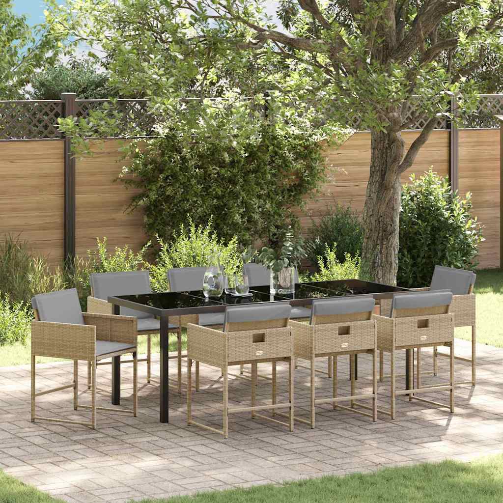 Ensemble de salle à manger pour jardin 9 pcs Beige polyrotin - XIOS