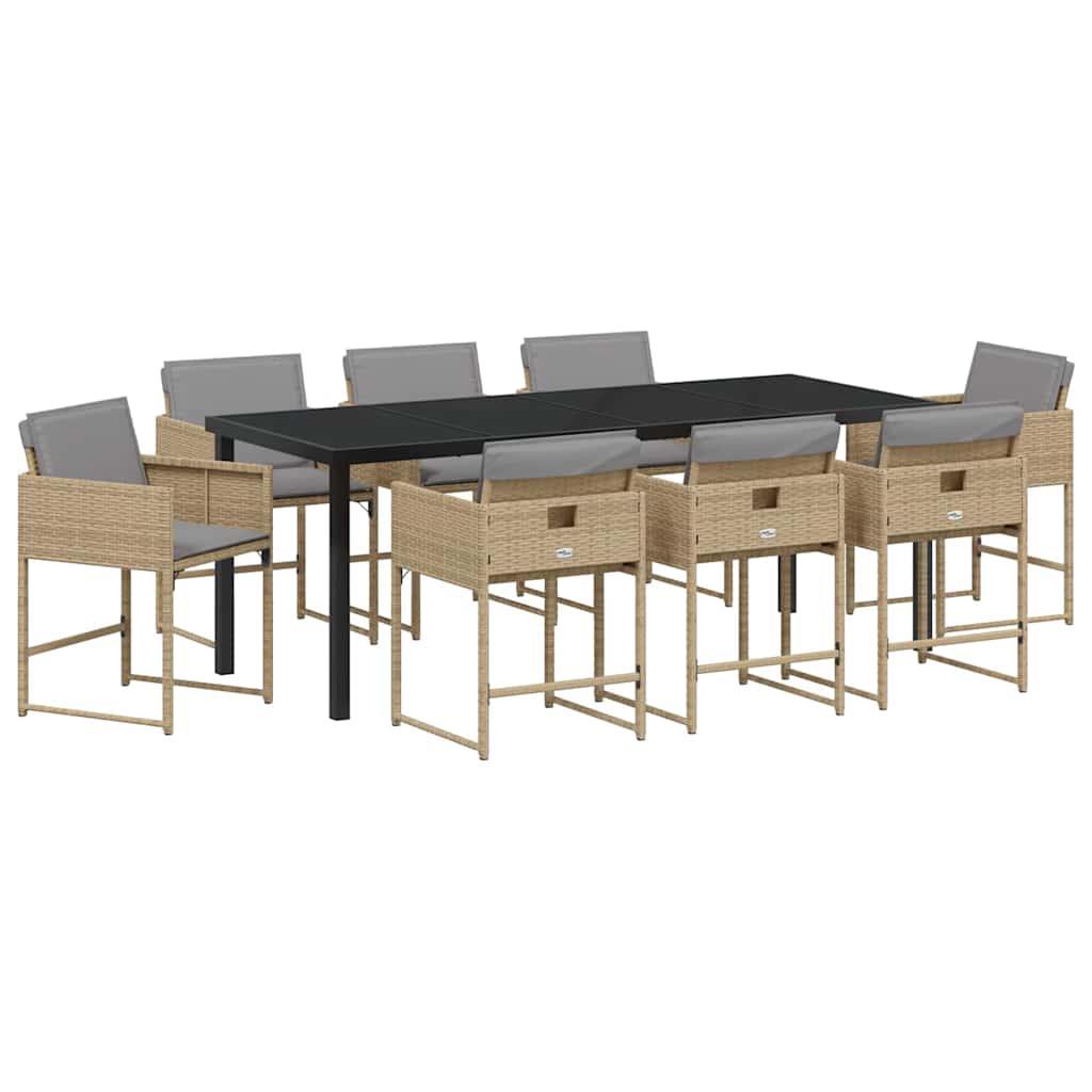 Ensemble de salle à manger pour jardin 9 pcs Beige polyrotin - XIOS
