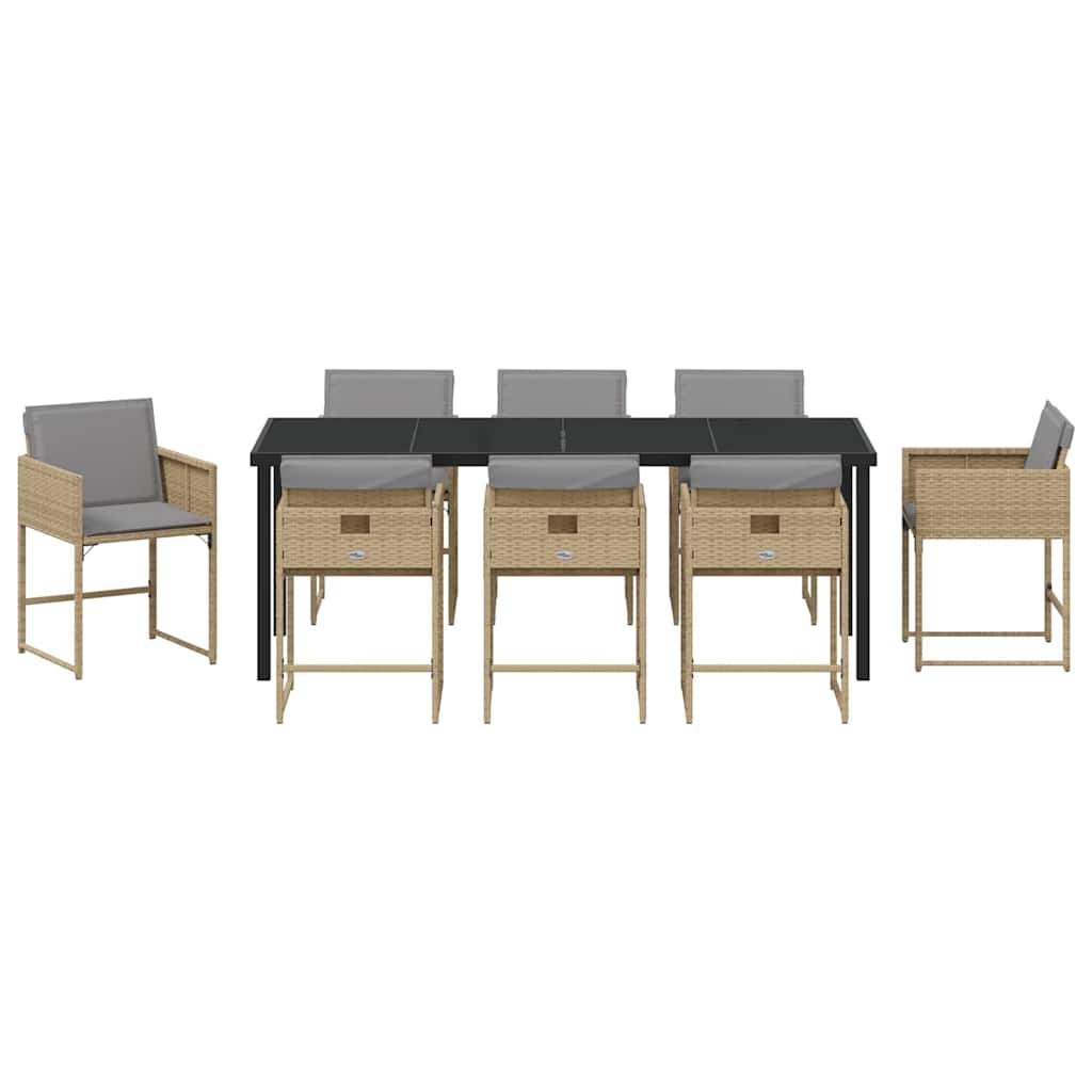 Ensemble de salle à manger pour jardin 9 pcs Beige polyrotin - XIOS