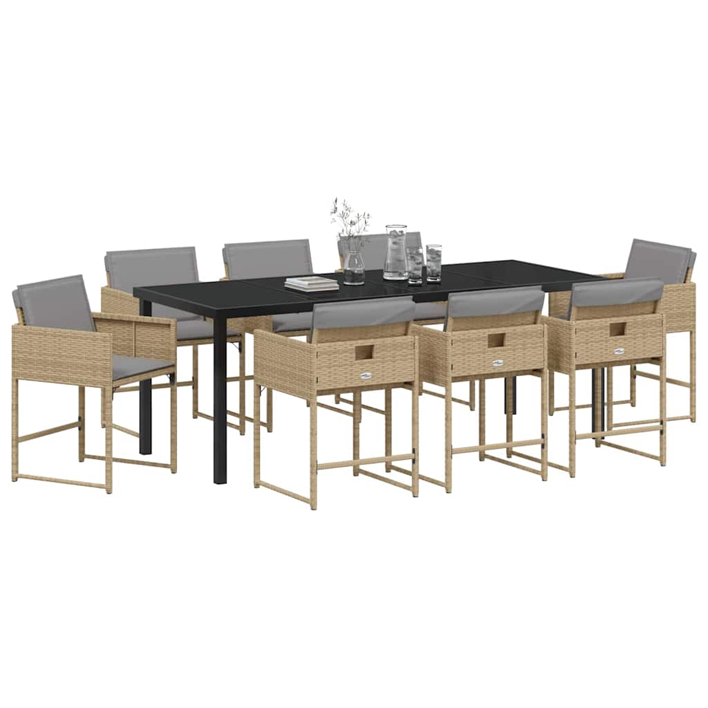 Ensemble de salle à manger pour jardin 9 pcs Beige polyrotin - XIOS