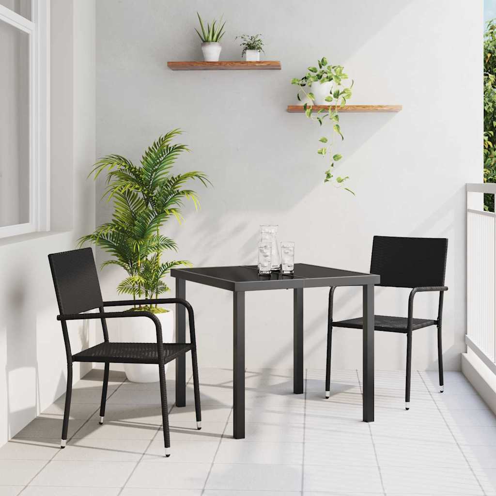 Ensemble de salle à manger pour jardin 3 pcs Noir polyrotin - XIOS
