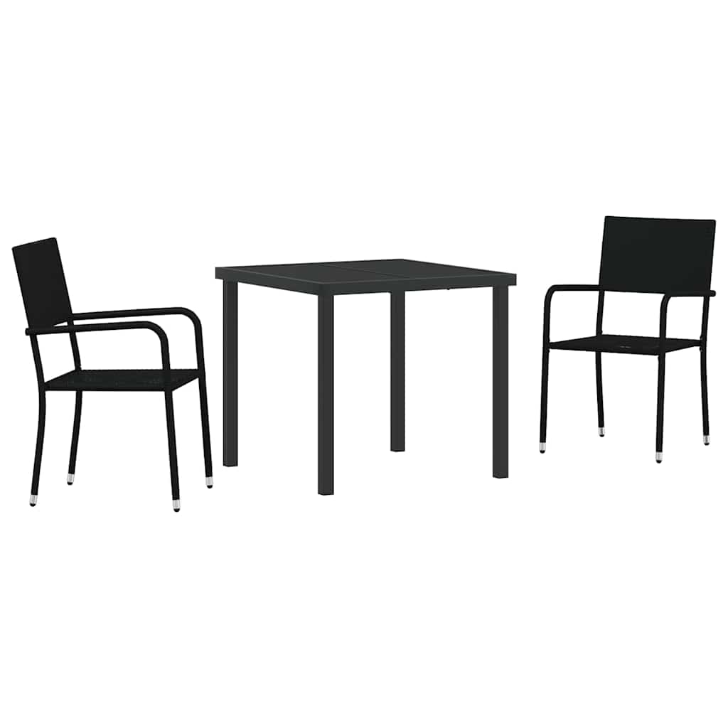 Ensemble de salle à manger pour jardin 3 pcs Noir polyrotin - XIOS