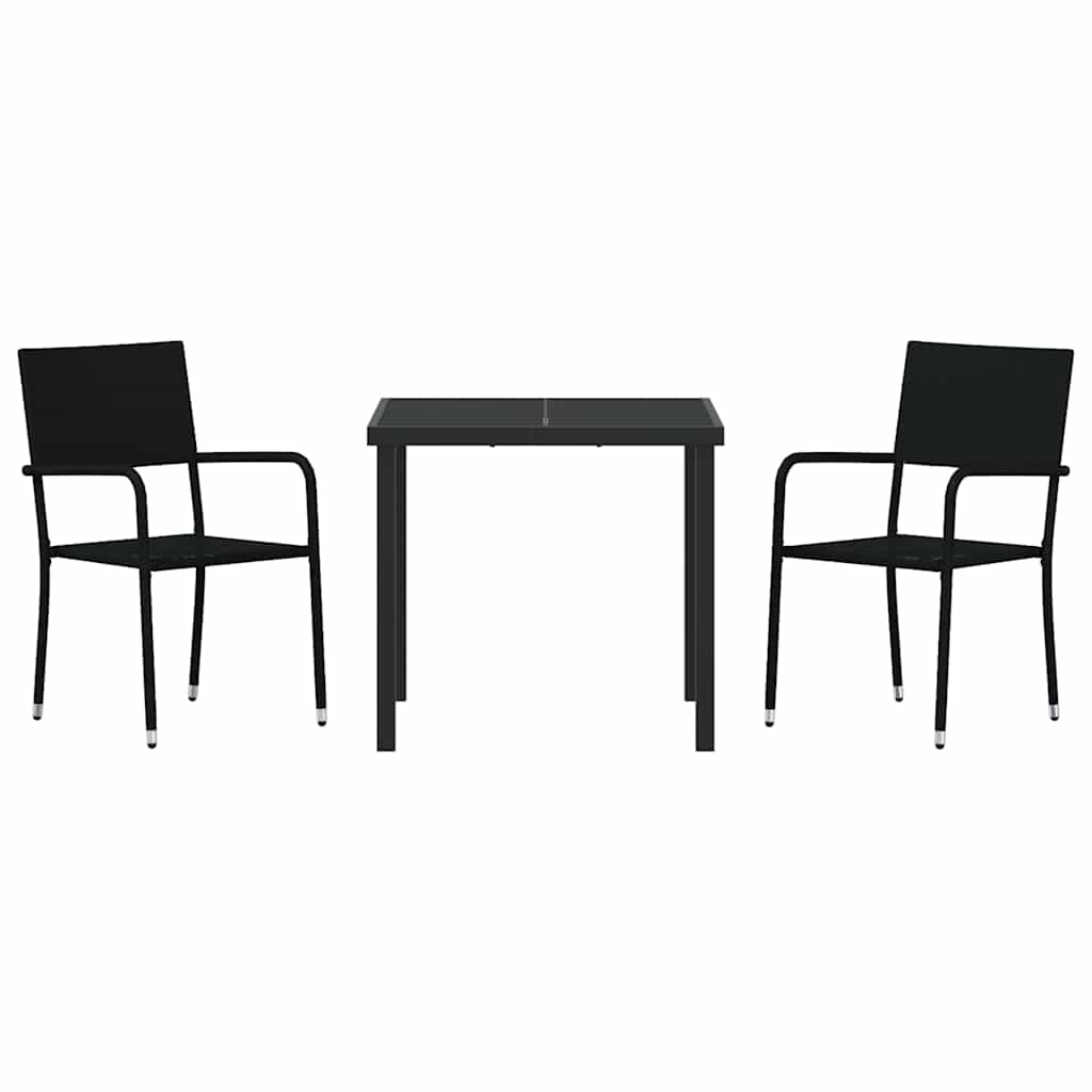 Ensemble de salle à manger pour jardin 3 pcs Noir polyrotin - XIOS
