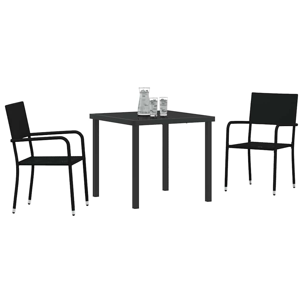 Ensemble de salle à manger pour jardin 3 pcs Noir polyrotin - XIOS