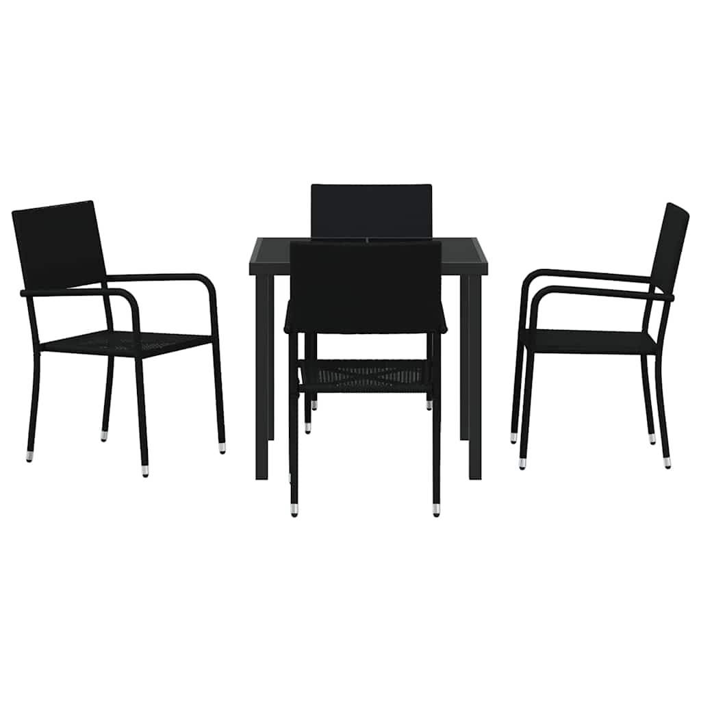 Ensemble de salle à manger pour jardin 5 pcs Noir polyrotin