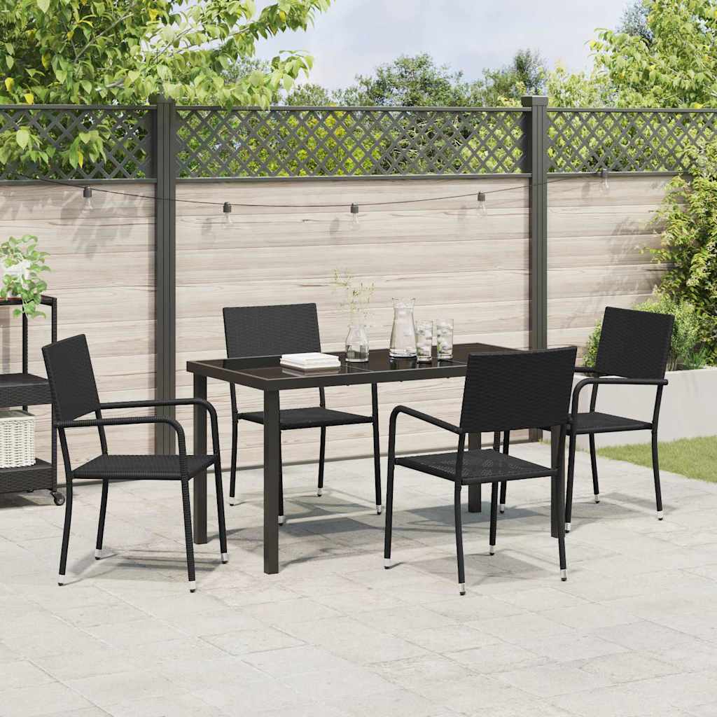 Ensemble de salle à manger pour jardin 5 pcs Noir polyrotin