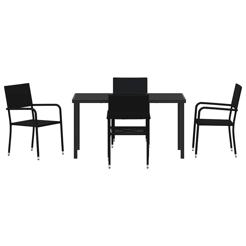 Ensemble de salle à manger pour jardin 5 pcs Noir polyrotin