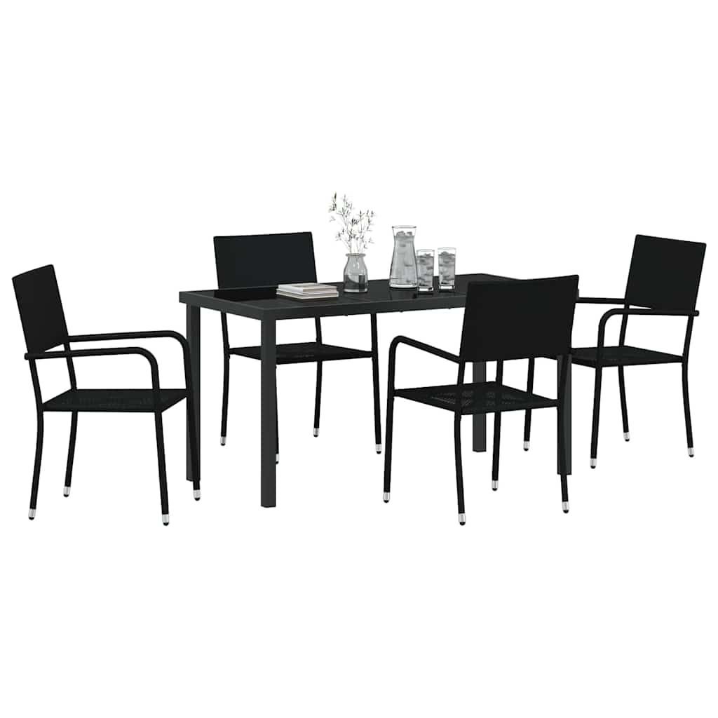Ensemble de salle à manger pour jardin 5 pcs Noir polyrotin