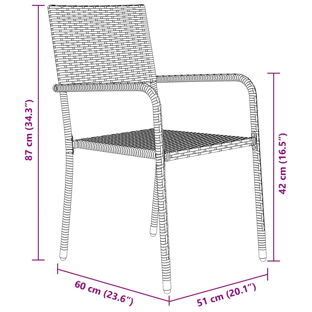 Ensemble de salle à manger pour jardin 5 pcs Noir polyrotin