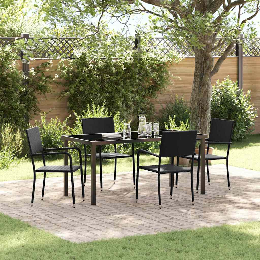 Ensemble de salle à manger pour jardin 5 pcs Noir polyrotin
