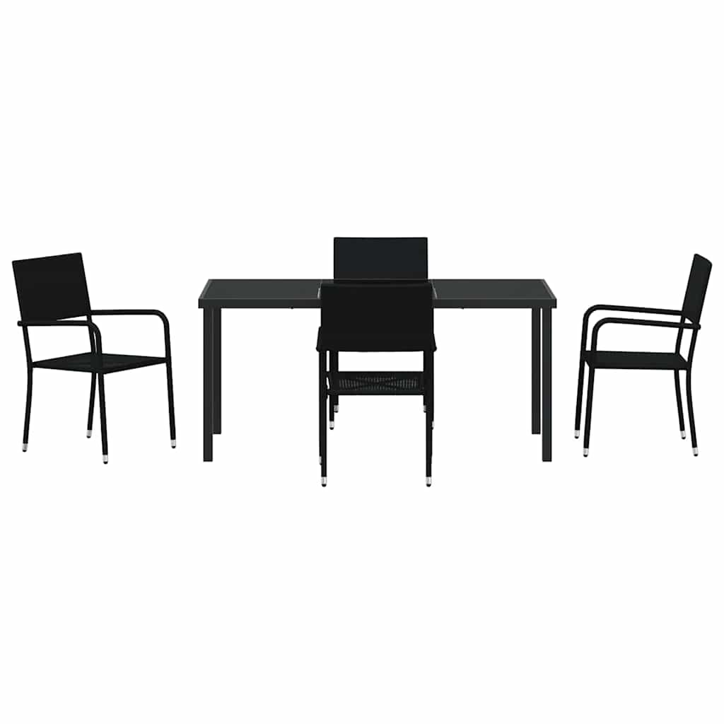 Ensemble de salle à manger pour jardin 5 pcs Noir polyrotin