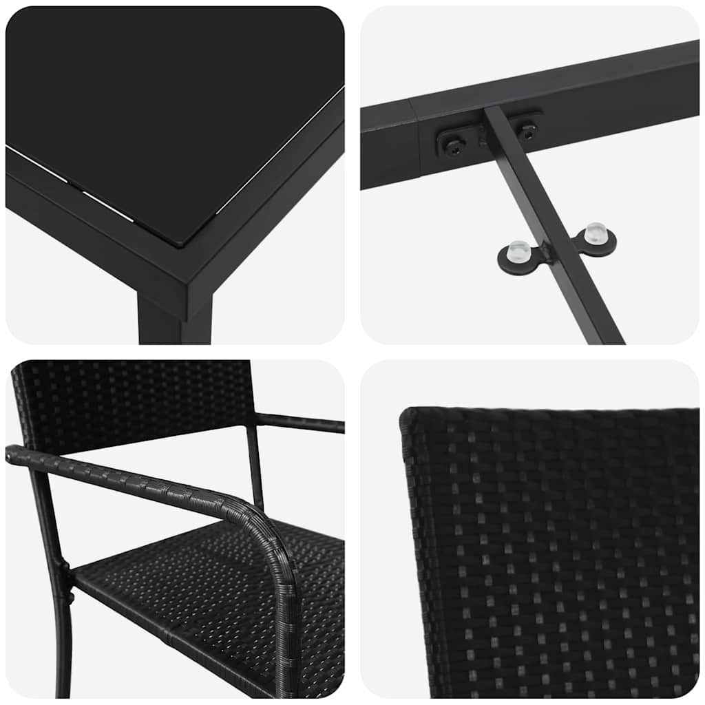 Ensemble de salle à manger pour jardin 7 pcs Noir polyrotin