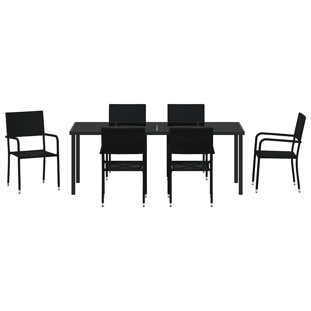 Ensemble de salle à manger pour jardin 7 pcs Noir polyrotin