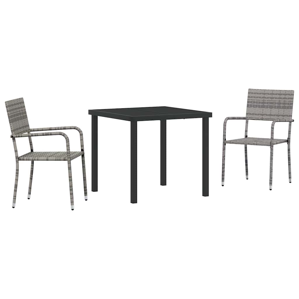 Ensemble de salle à manger pour jardin 3 pcs Gris polyrotin - XIOS