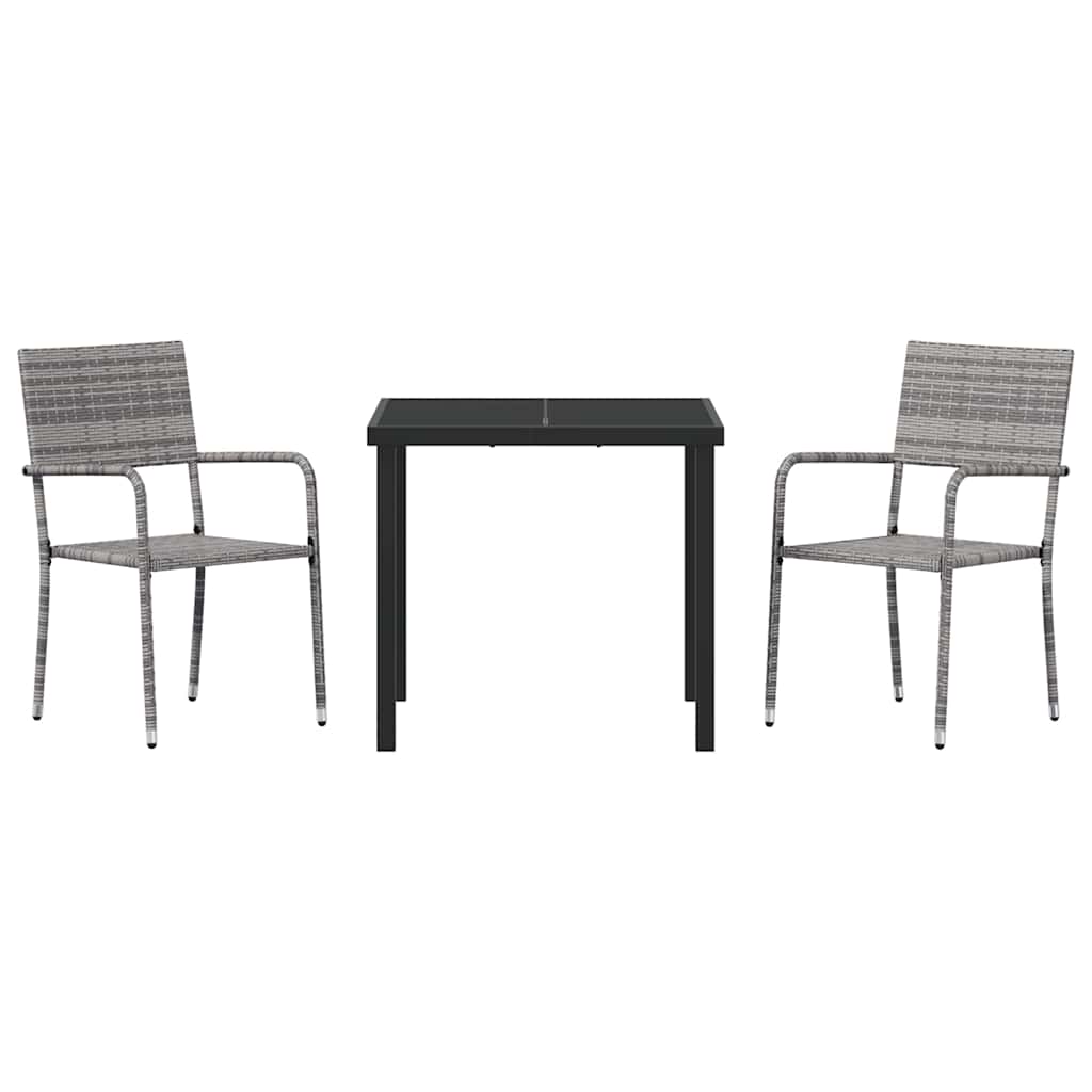Ensemble de salle à manger pour jardin 3 pcs Gris polyrotin - XIOS