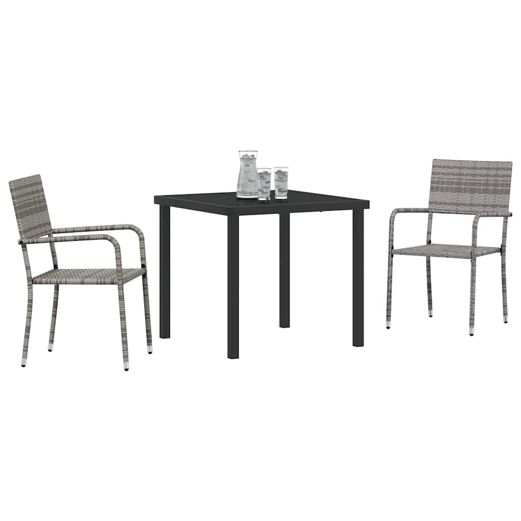 Ensemble de salle à manger pour jardin 3 pcs Gris polyrotin - XIOS