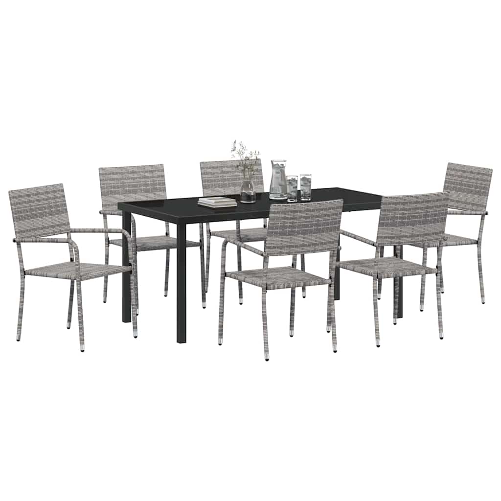 Ensemble de salle à manger pour jardin 7 pcs Gris polyrotin - XIOS