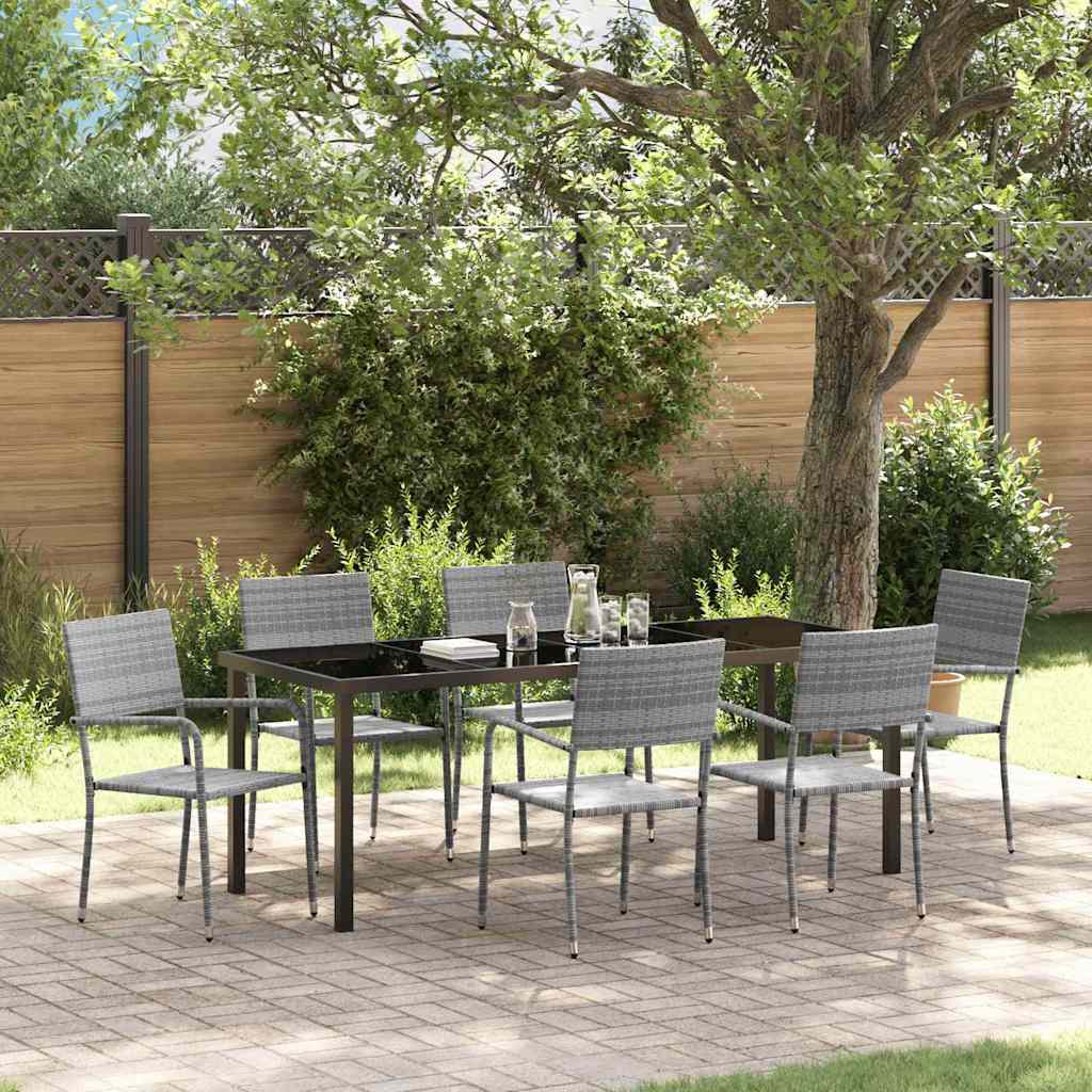 Ensemble de salle à manger pour jardin 7 pcs Gris polyrotin - XIOS