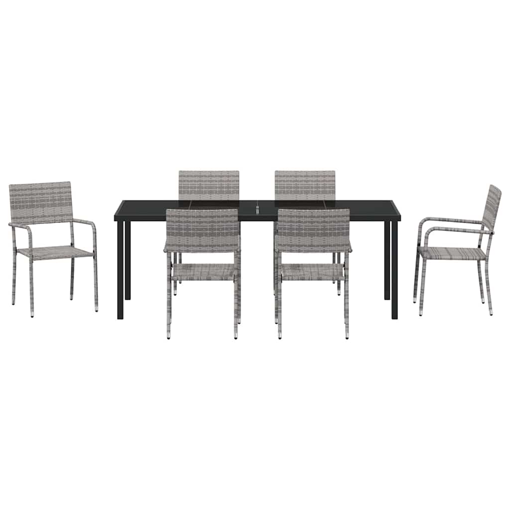 Ensemble de salle à manger pour jardin 7 pcs Gris polyrotin - XIOS