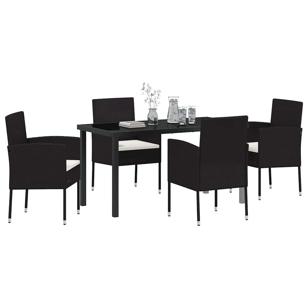 Ensemble de salle à manger pour jardin 5 pcs Noir polyrotin - XIOS