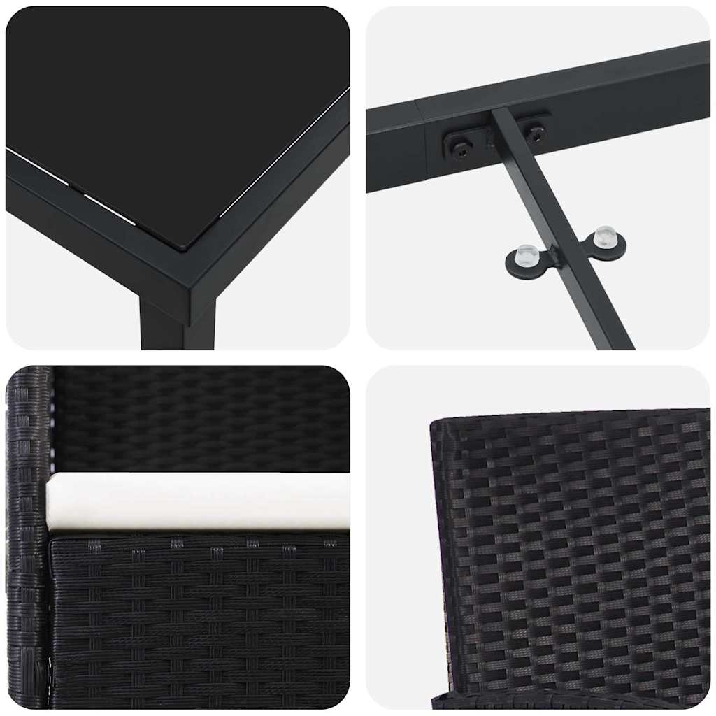 Ensemble de salle à manger pour jardin 7 pcs Noir polyrotin