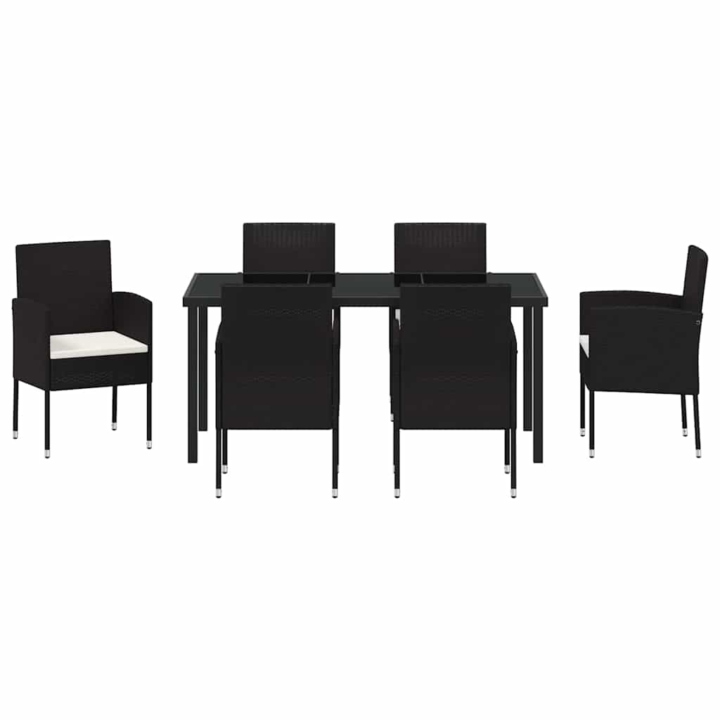 Ensemble de salle à manger pour jardin 7 pcs Noir polyrotin