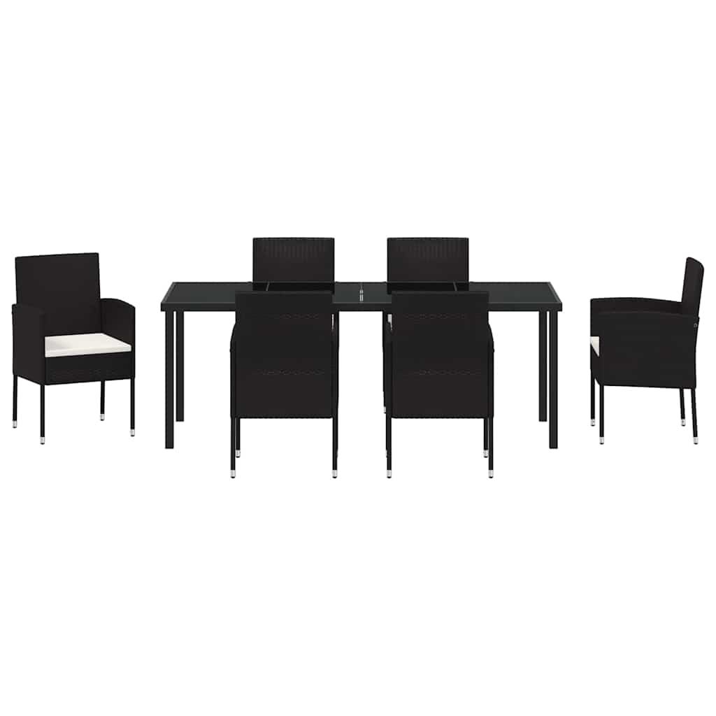 Ensemble de salle à manger pour jardin 7 pcs Noir polyrotin