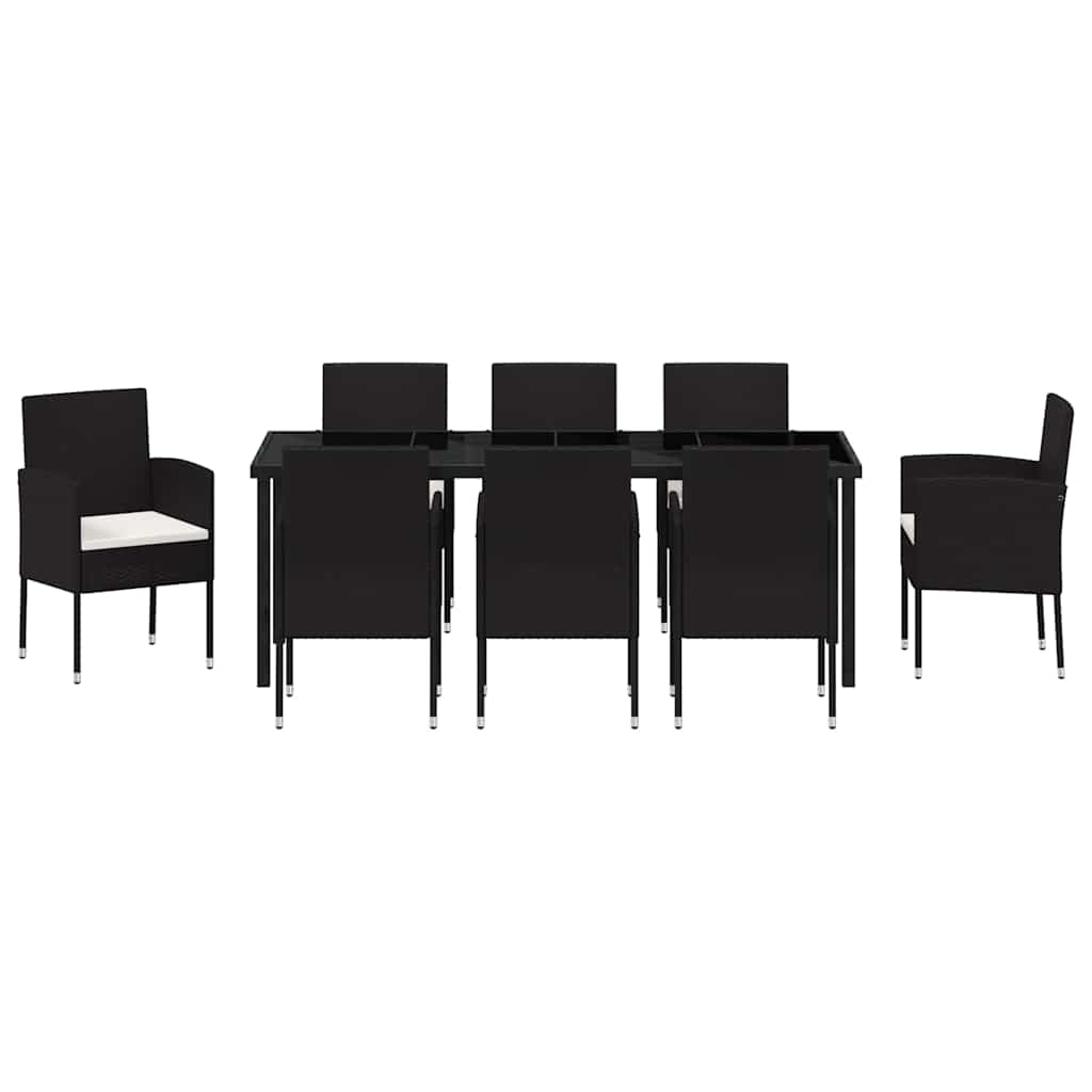 Ensemble de salle à manger pour jardin 9 pcs Noir polyrotin - XIOS