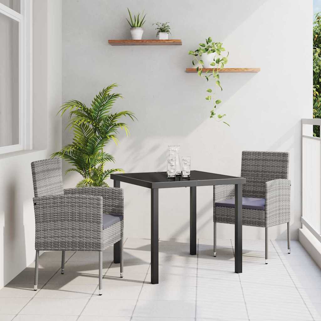 Ensemble de salle à manger pour jardin 3 pcs Gris polyrotin - XIOS