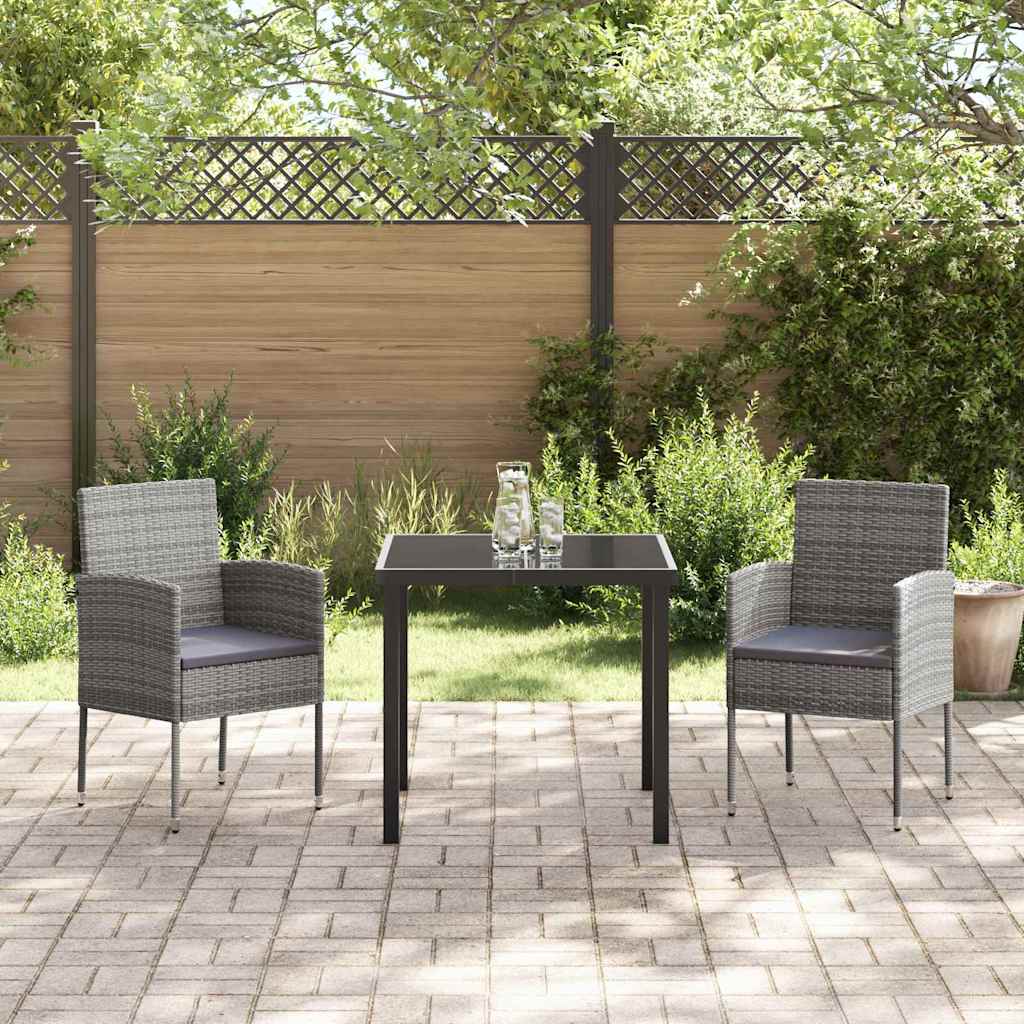 Ensemble de salle à manger pour jardin 3 pcs Gris polyrotin - XIOS