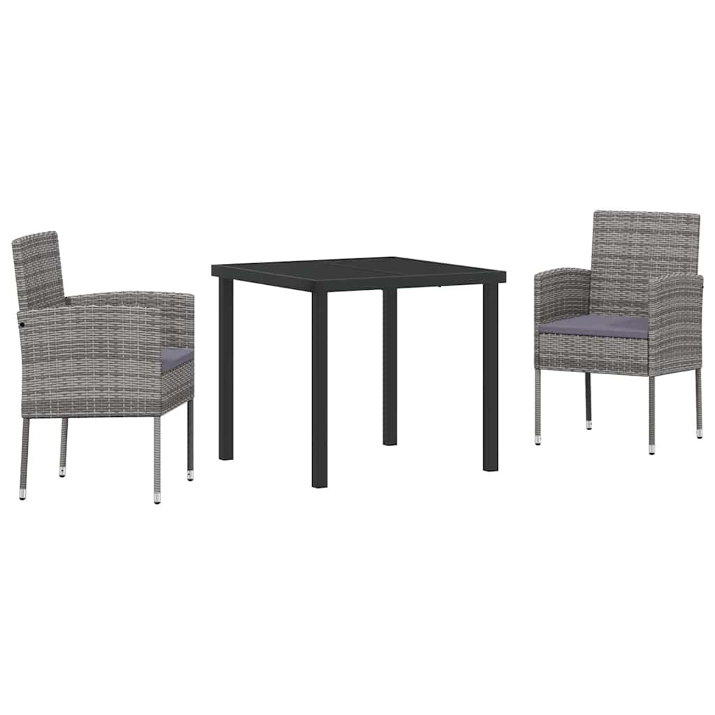 Ensemble de salle à manger pour jardin 3 pcs Gris polyrotin - XIOS