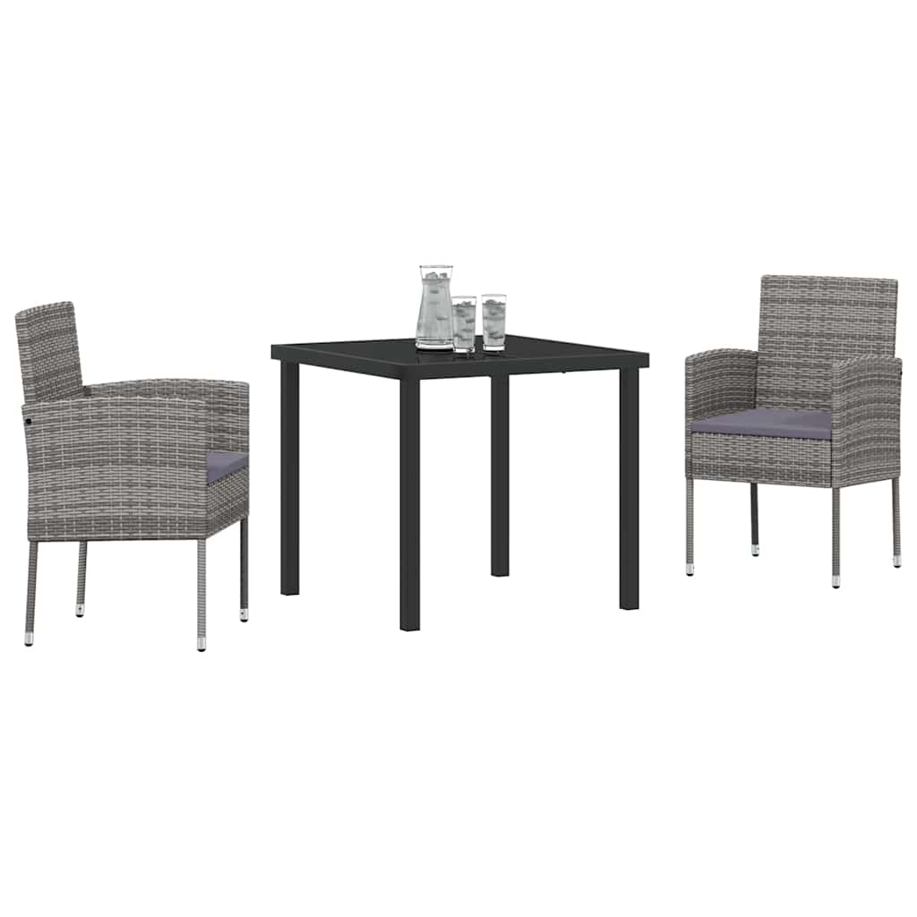 Ensemble de salle à manger pour jardin 3 pcs Gris polyrotin - XIOS