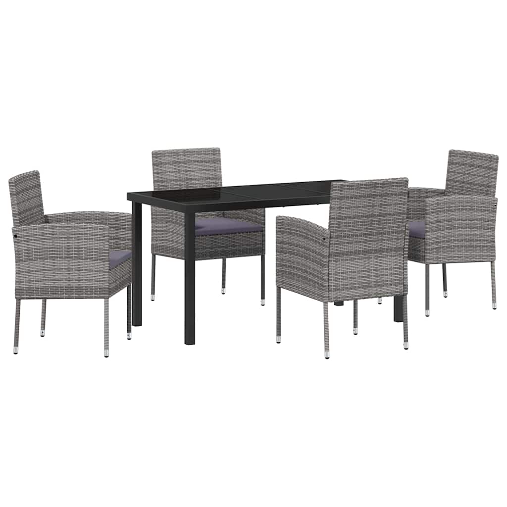 Ensemble de salle à manger pour jardin 5 pc Gris polyrotin