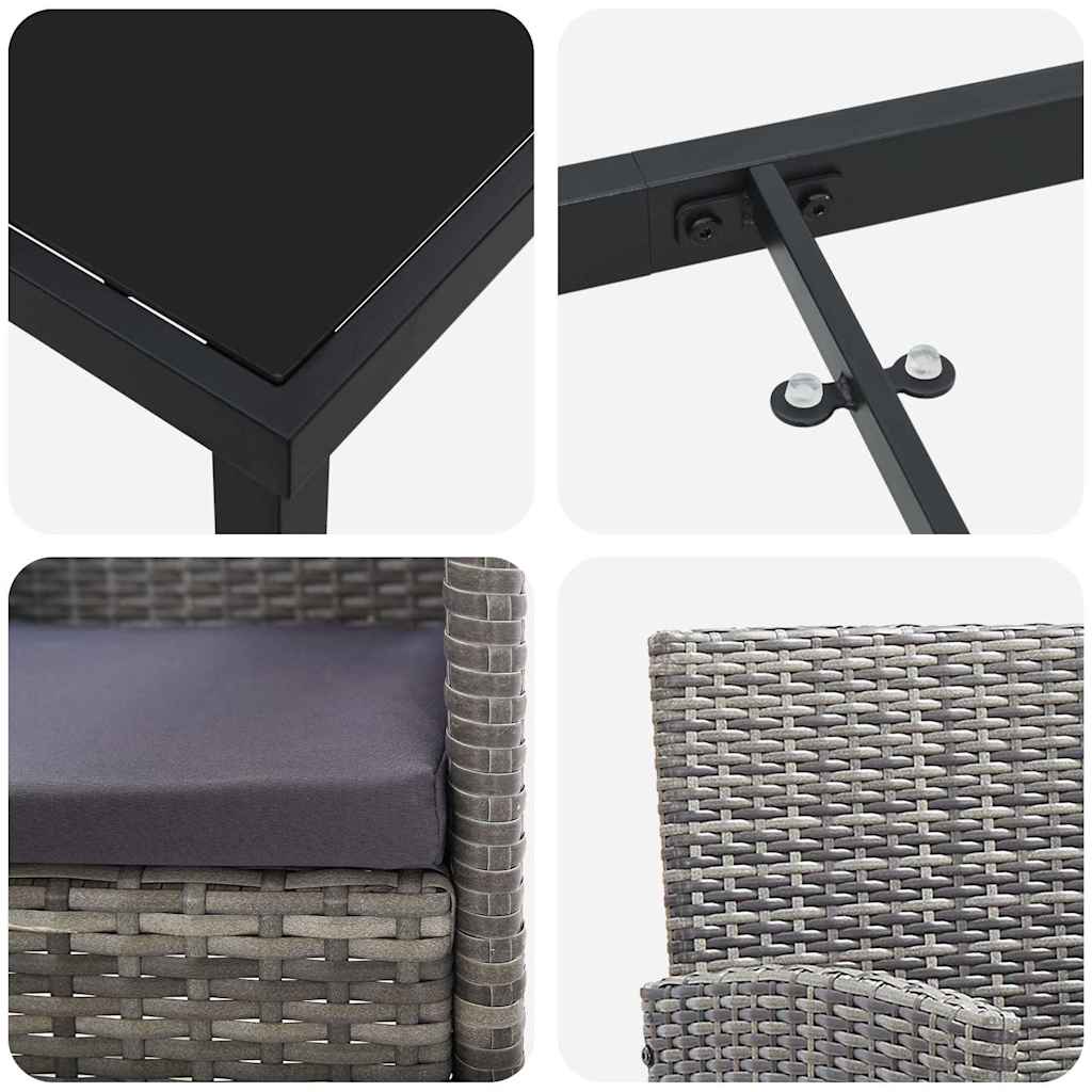 Ensemble de salle à manger pour jardin 9 pcs Gris polyrotin