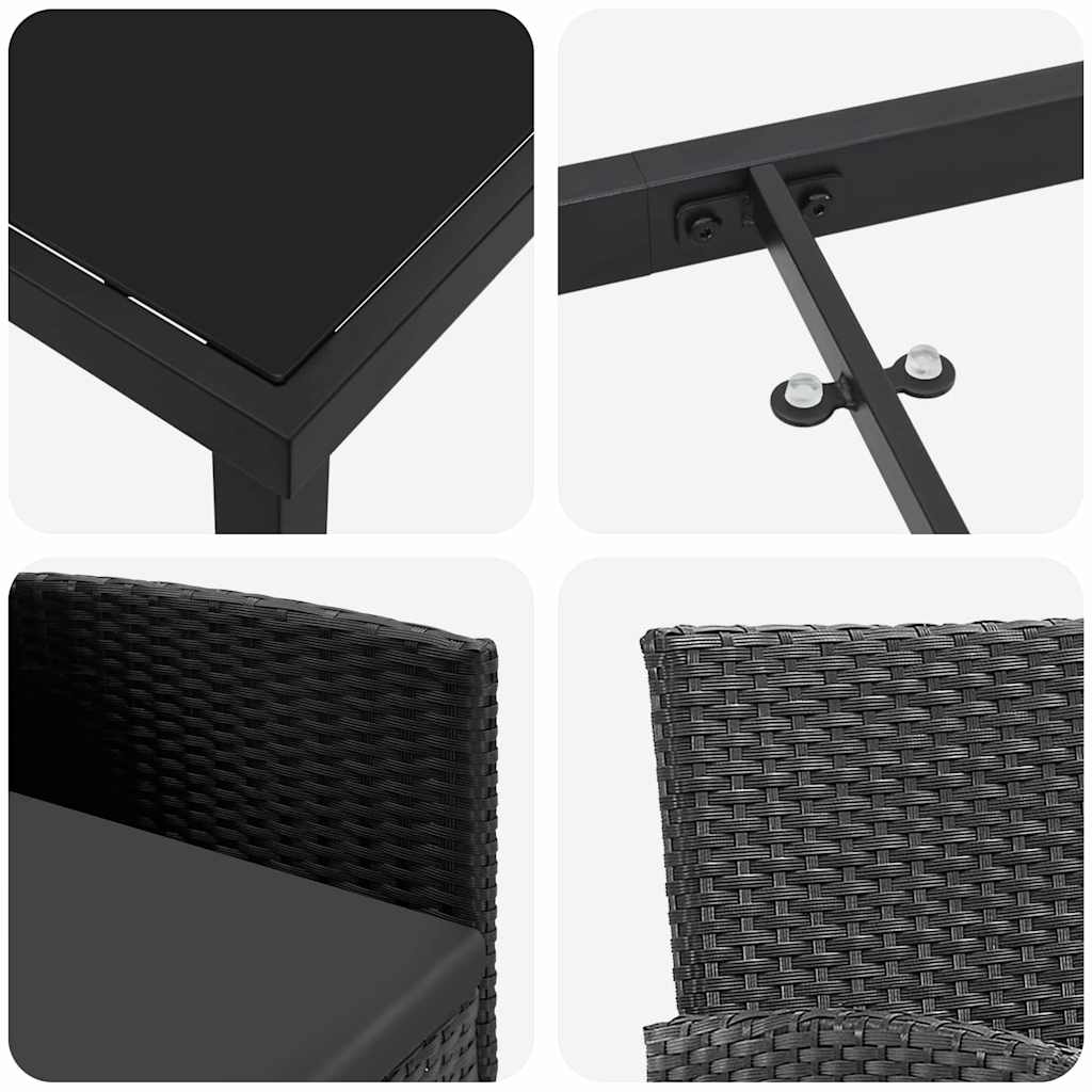 Ensemble de salle à manger pour jardin 3 pcs Noir polyrotin - XIOS