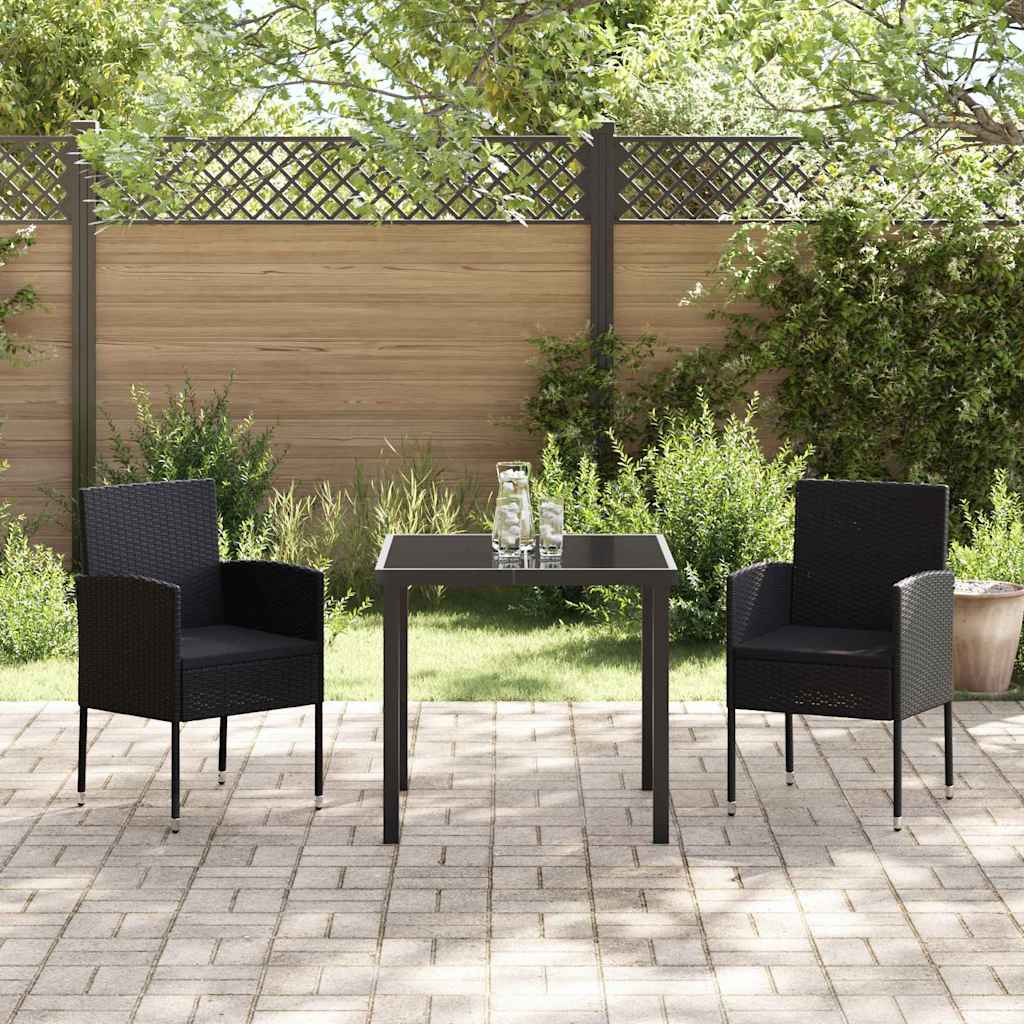 Ensemble de salle à manger pour jardin 3 pcs Noir polyrotin - XIOS