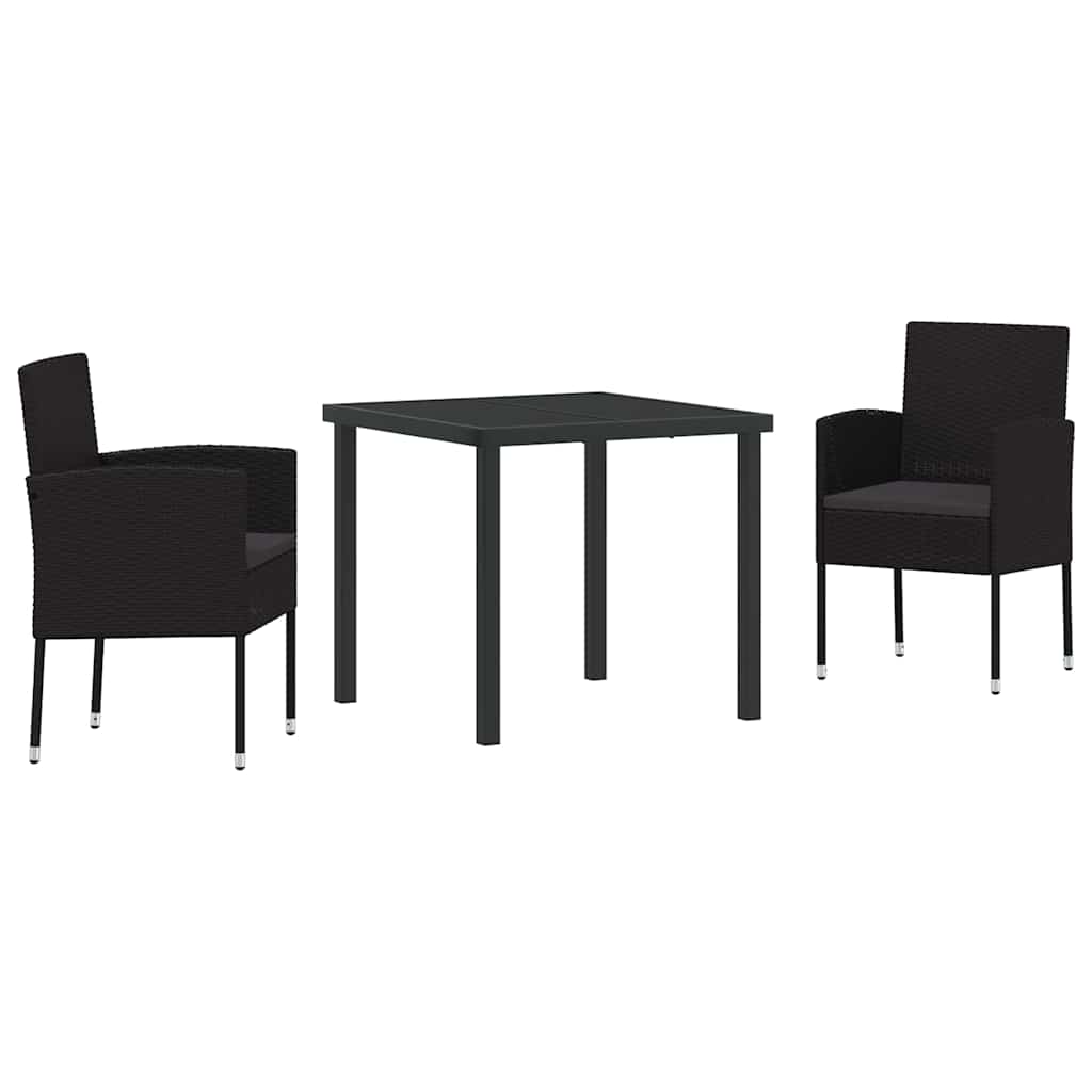 Ensemble de salle à manger pour jardin 3 pcs Noir polyrotin - XIOS