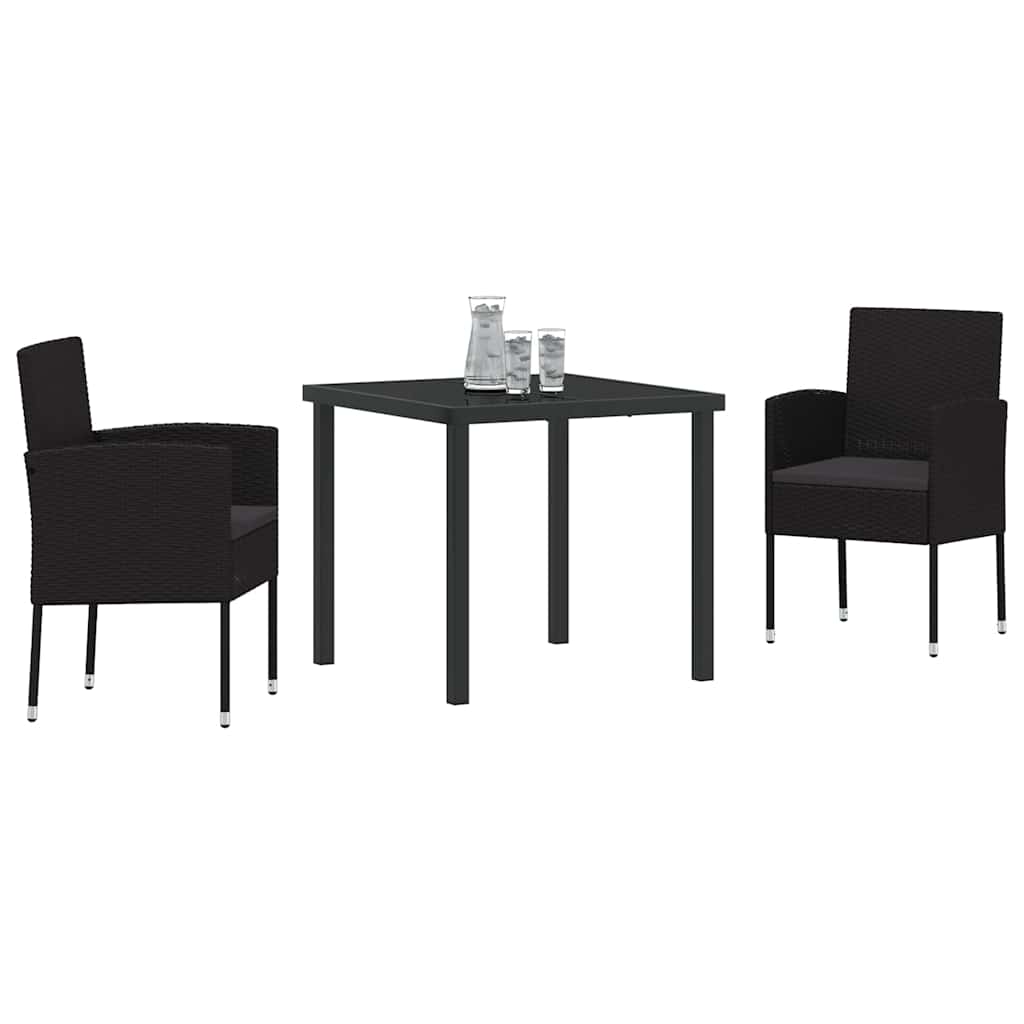Ensemble de salle à manger pour jardin 3 pcs Noir polyrotin - XIOS